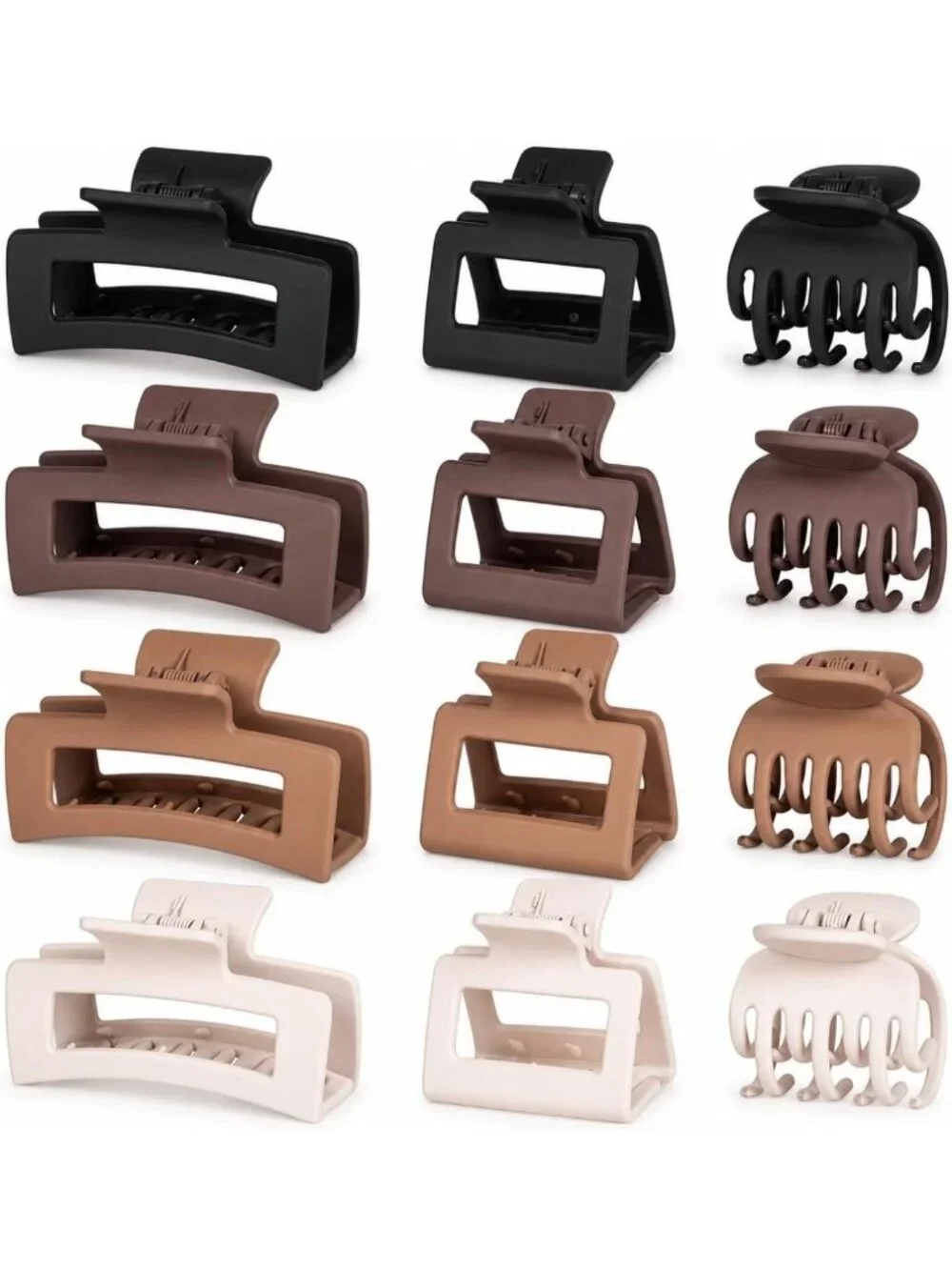 12 Pcs Claw Hair Clips Set - Small, Medium, Large, Non-Slip, Strong Hold